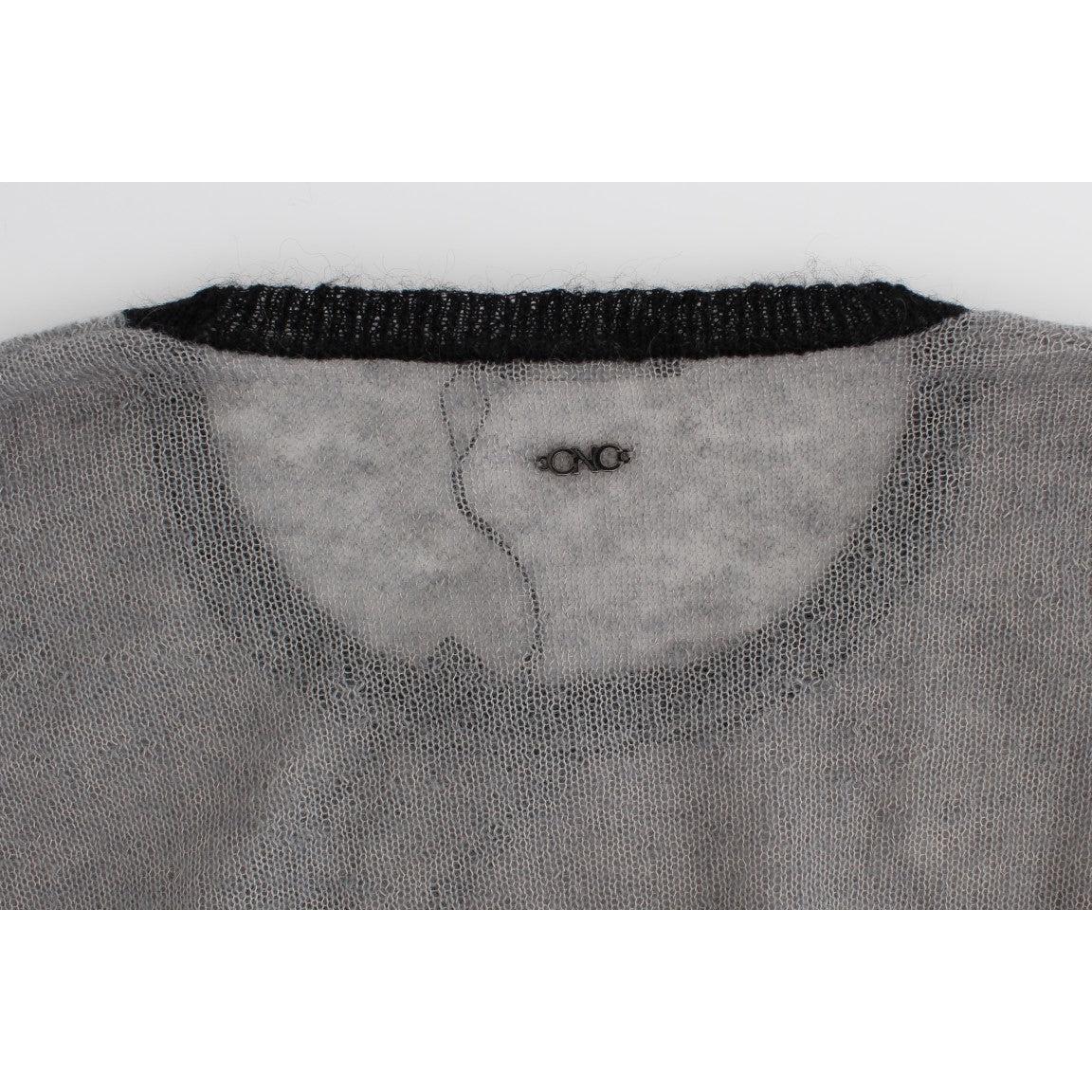 Gray embellished asymmetric sweater - coffeewithmee2