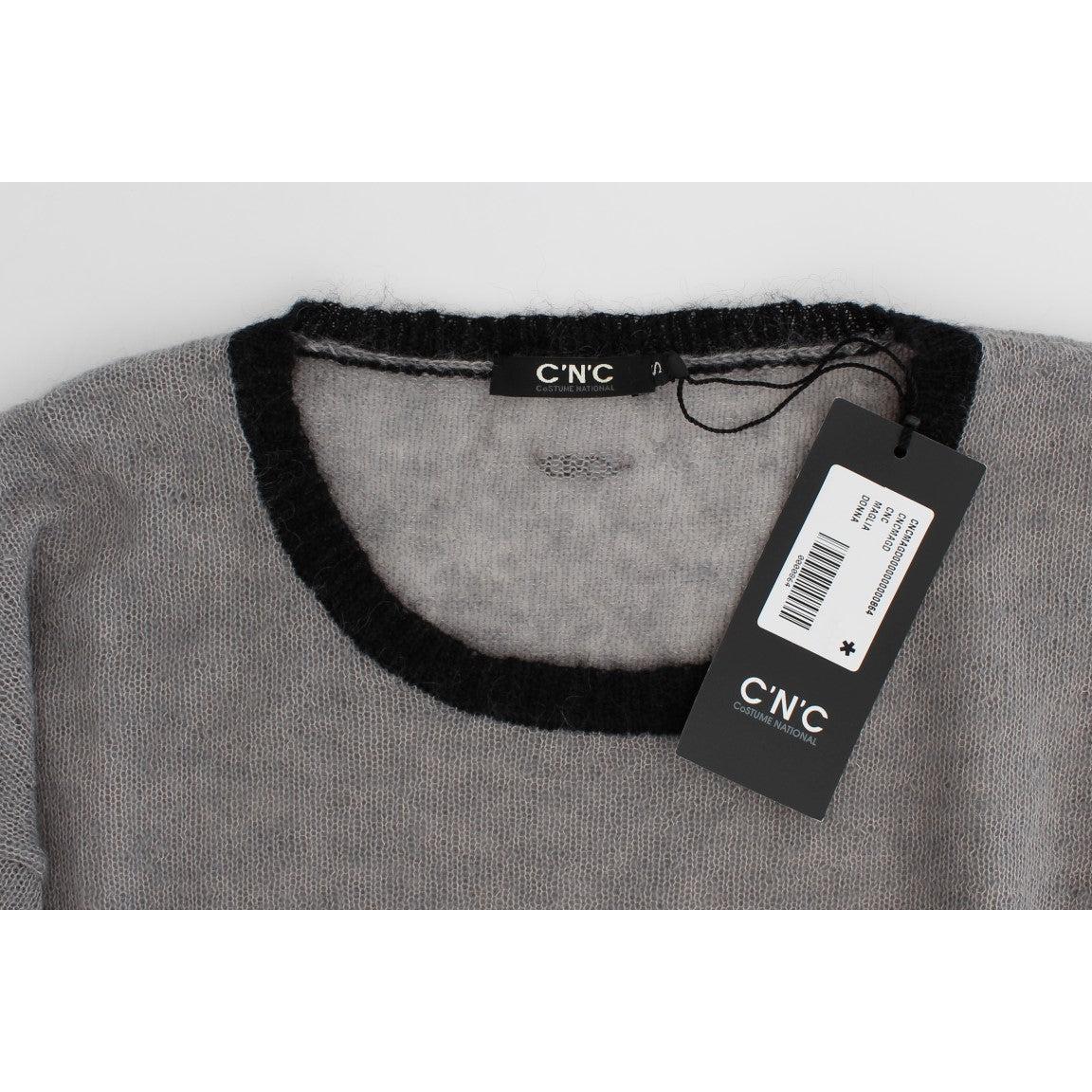 Gray embellished asymmetric sweater - coffeewithmee2