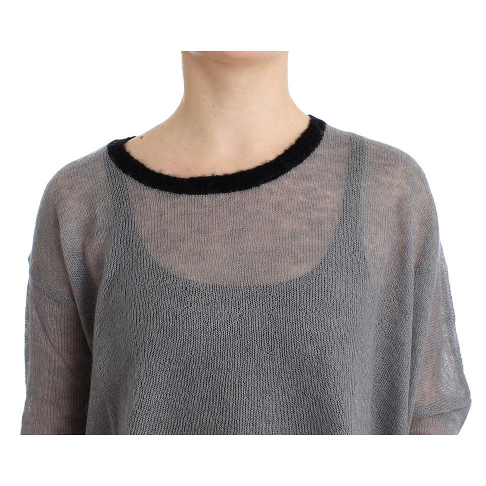 Gray embellished asymmetric sweater - coffeewithmee2