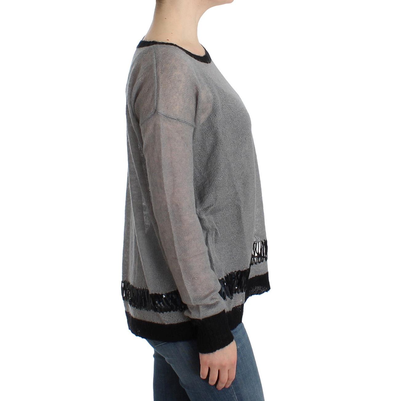 Gray embellished asymmetric sweater - coffeewithmee2