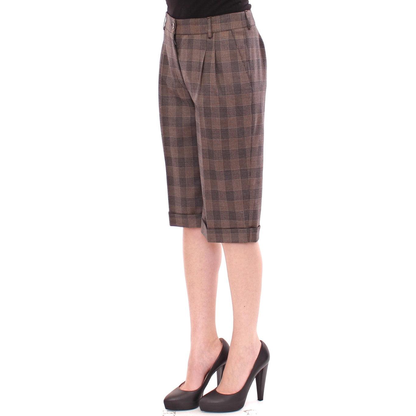 Brown checkered wool shorts pants - coffeewithmee2