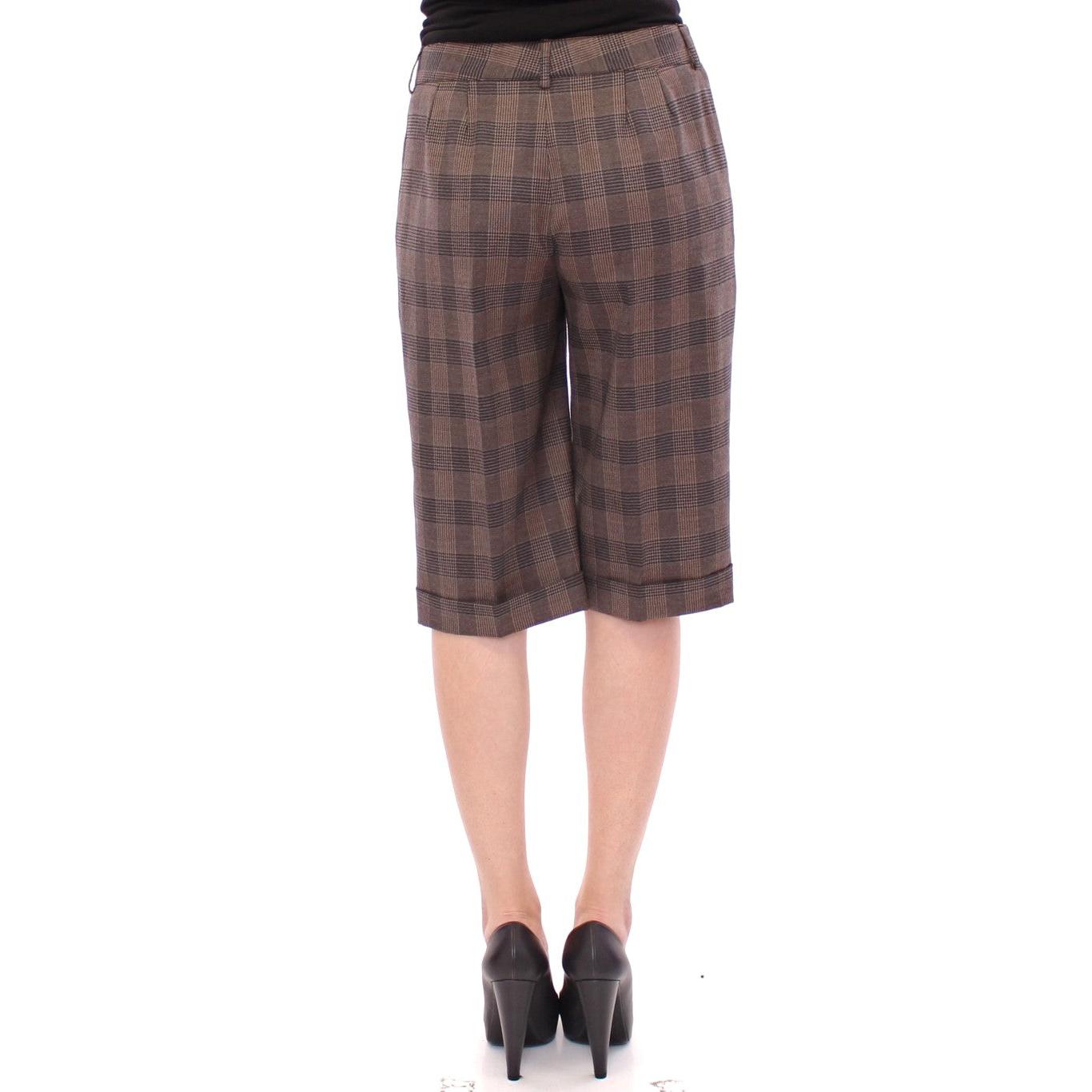 Brown checkered wool shorts pants - coffeewithmee2