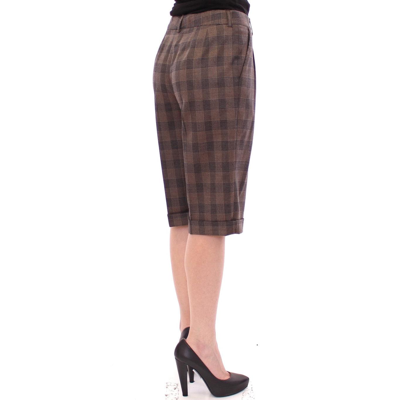 Brown checkered wool shorts pants - coffeewithmee2
