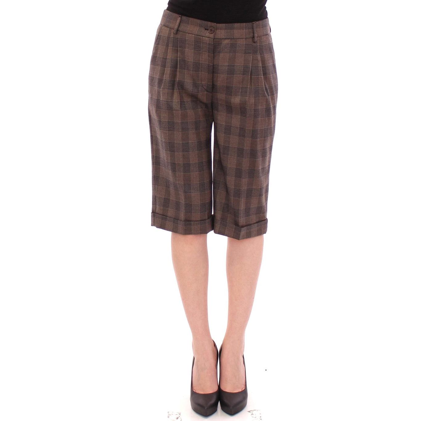 Brown checkered wool shorts pants - coffeewithmee2