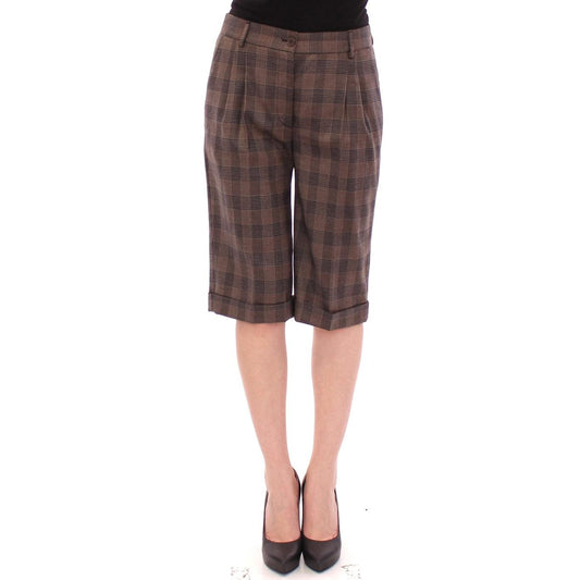 Brown checkered wool shorts pants - coffeewithmee2