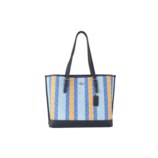 Striped Jacquard Canvas Fabric Mollie Shoulder Tote Handbag - coffeewithmee2