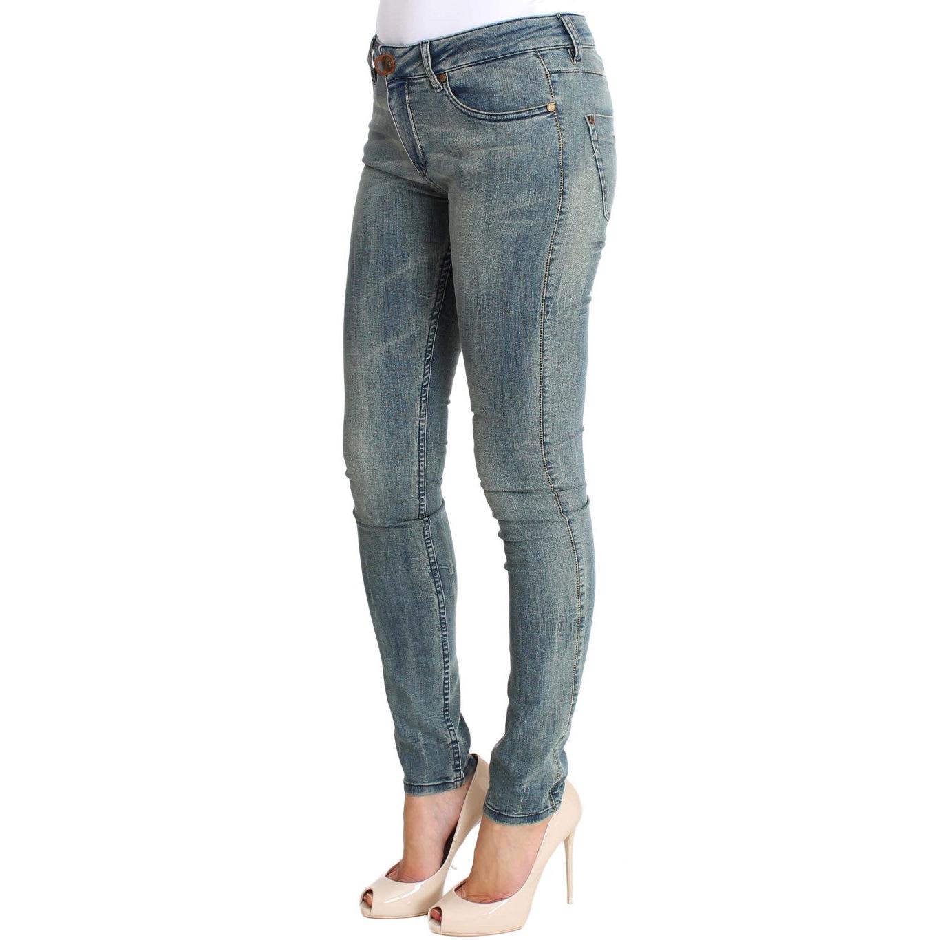 Blue Wash Cotton Stretch Skinny Slim Tight Fit Jeans - coffeewithmee2