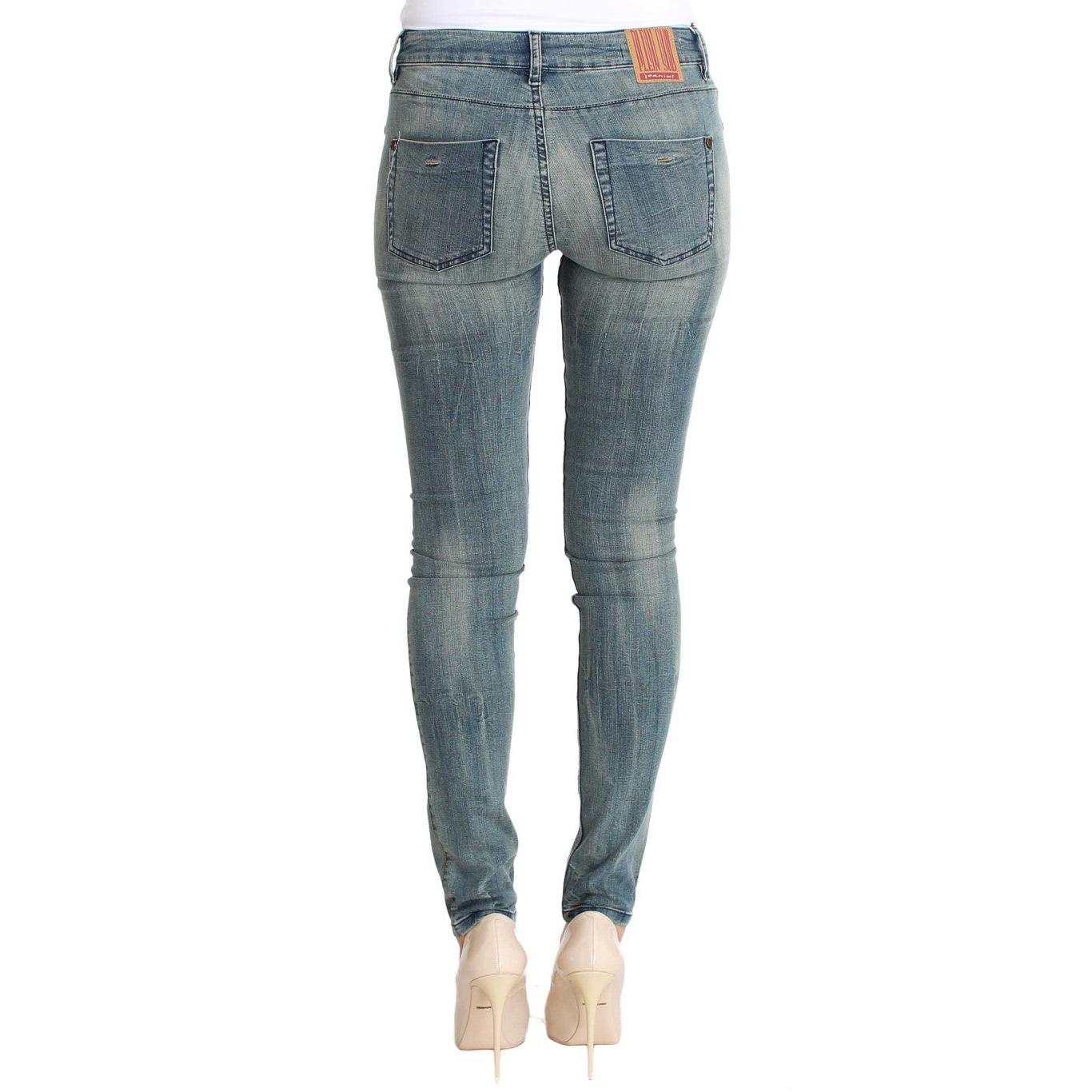 Blue Wash Cotton Stretch Skinny Slim Tight Fit Jeans - coffeewithmee2