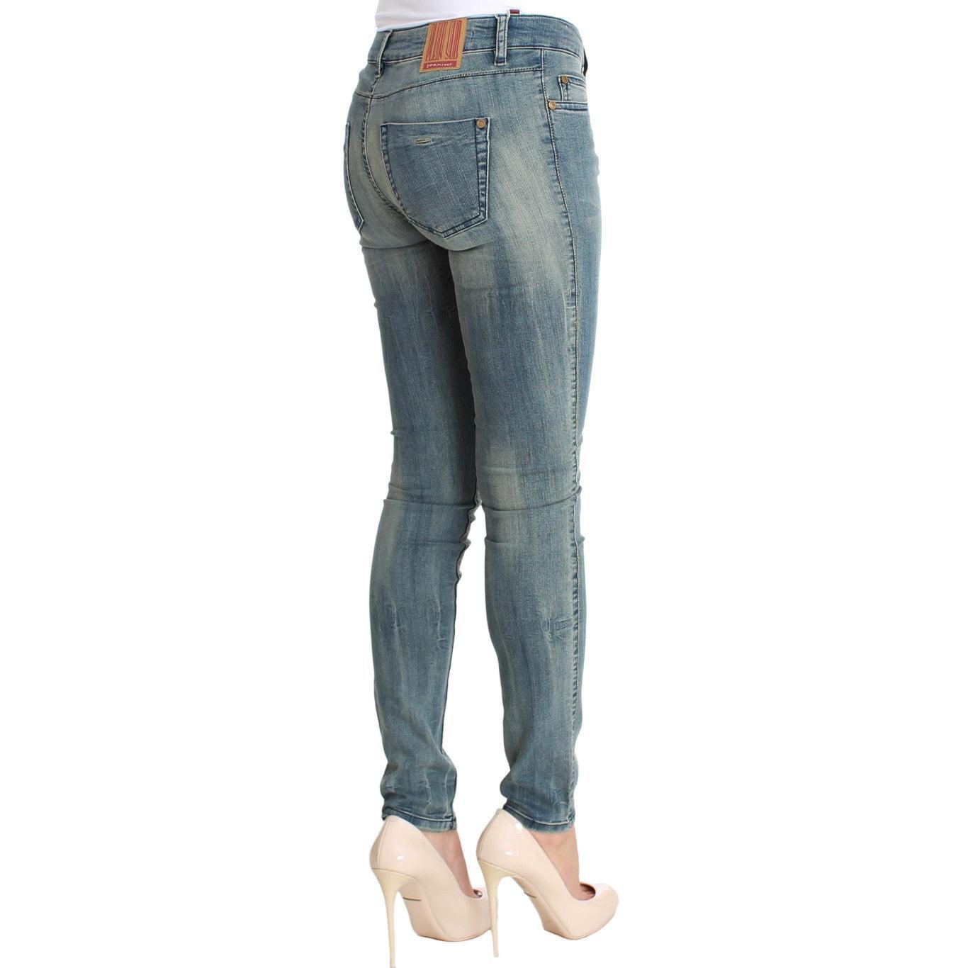 Blue Wash Cotton Stretch Skinny Slim Tight Fit Jeans - coffeewithmee2