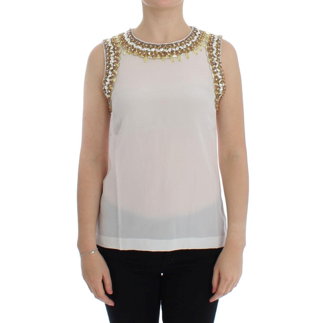 White crystal embellished tank top - coffeewithmee2