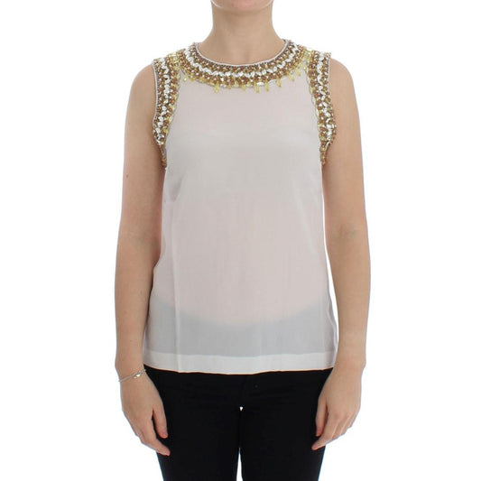 White crystal embellished tank top - coffeewithmee2