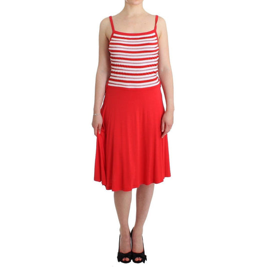 Red striped jersey A-line dress - coffeewithmee2
