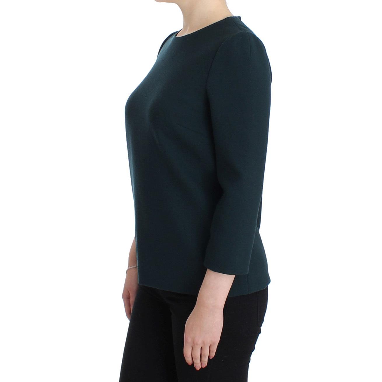 Green 3/4 sleeve wool blouse - coffeewithmee2