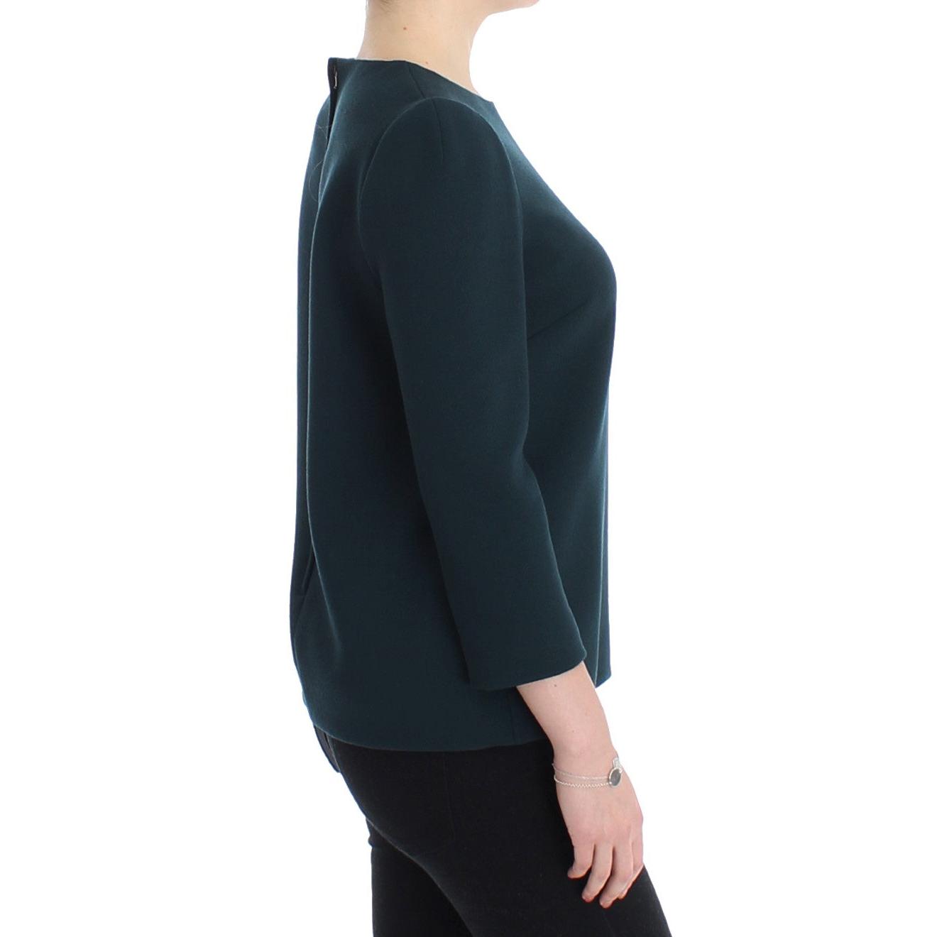 Green 3/4 sleeve wool blouse - coffeewithmee2