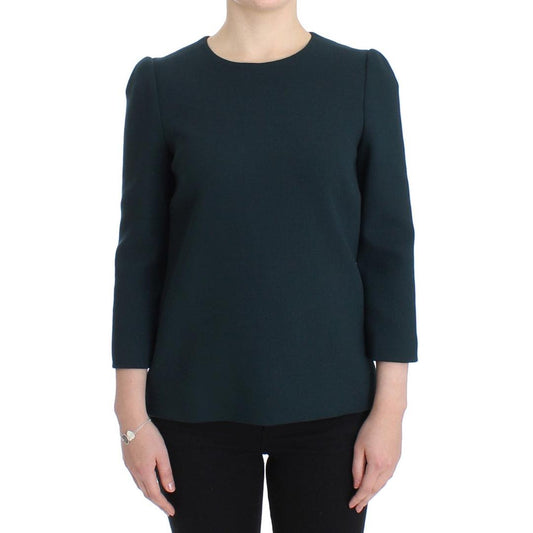 Green 3/4 sleeve wool blouse - coffeewithmee2