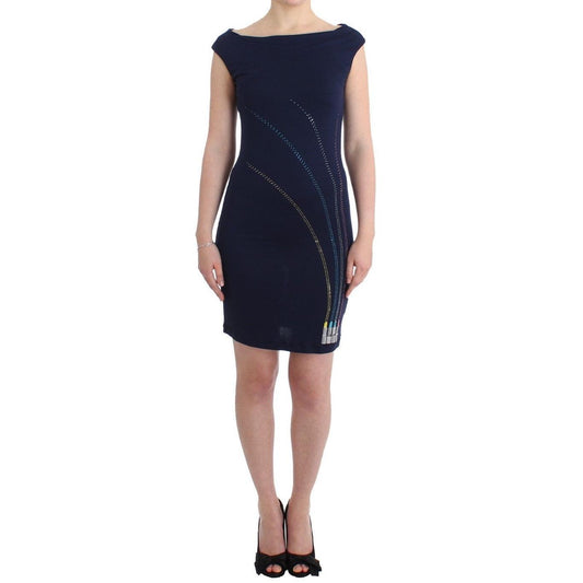 Blue embellished sheath dress - coffeewithmee2