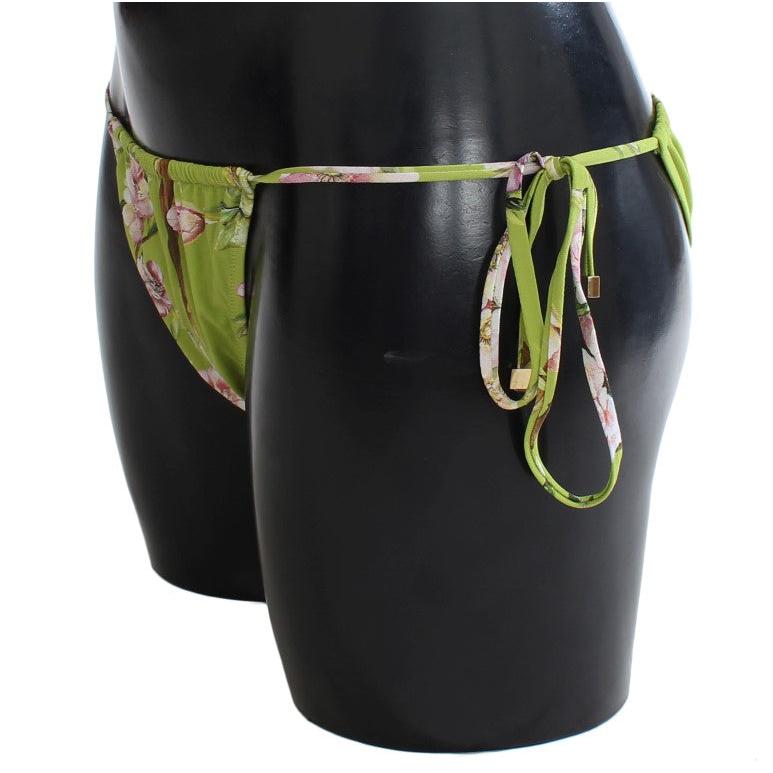 Green Floral Bikini Bottom Swimwear Beachwear - coffeewithmee2