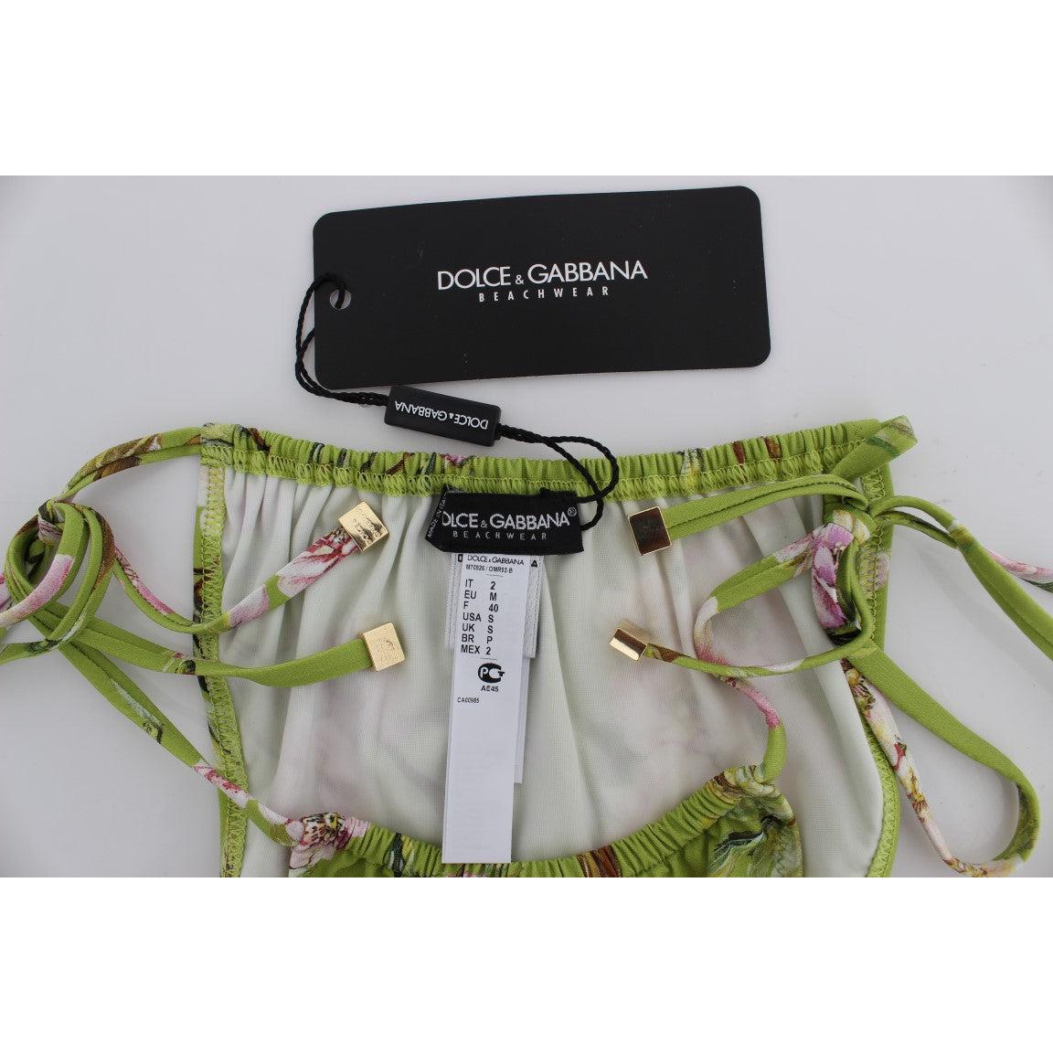 Green Floral Bikini Bottom Swimwear Beachwear - coffeewithmee2