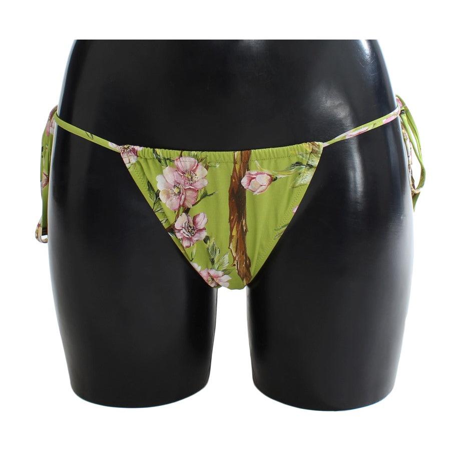 Green Floral Bikini Bottom Swimwear Beachwear - coffeewithmee2