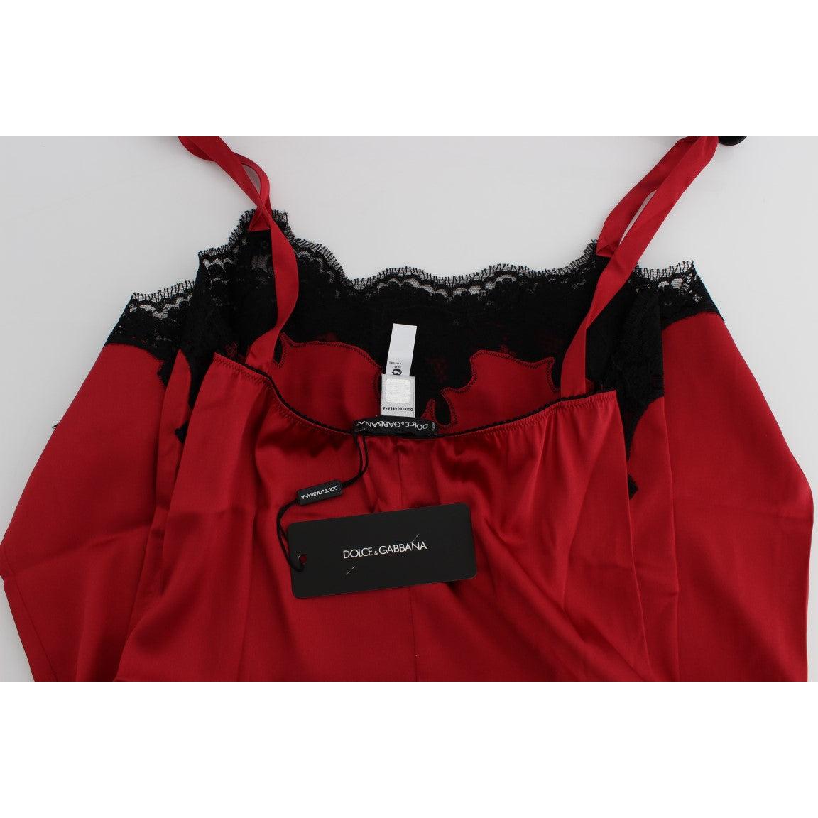 Red Black Silk Lace Dress Lingerie - coffeewithmee2