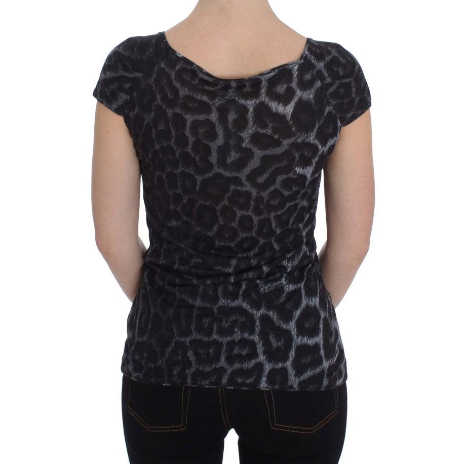 Gray Leopard Modal T-Shirt Blouse Top - coffeewithmee2
