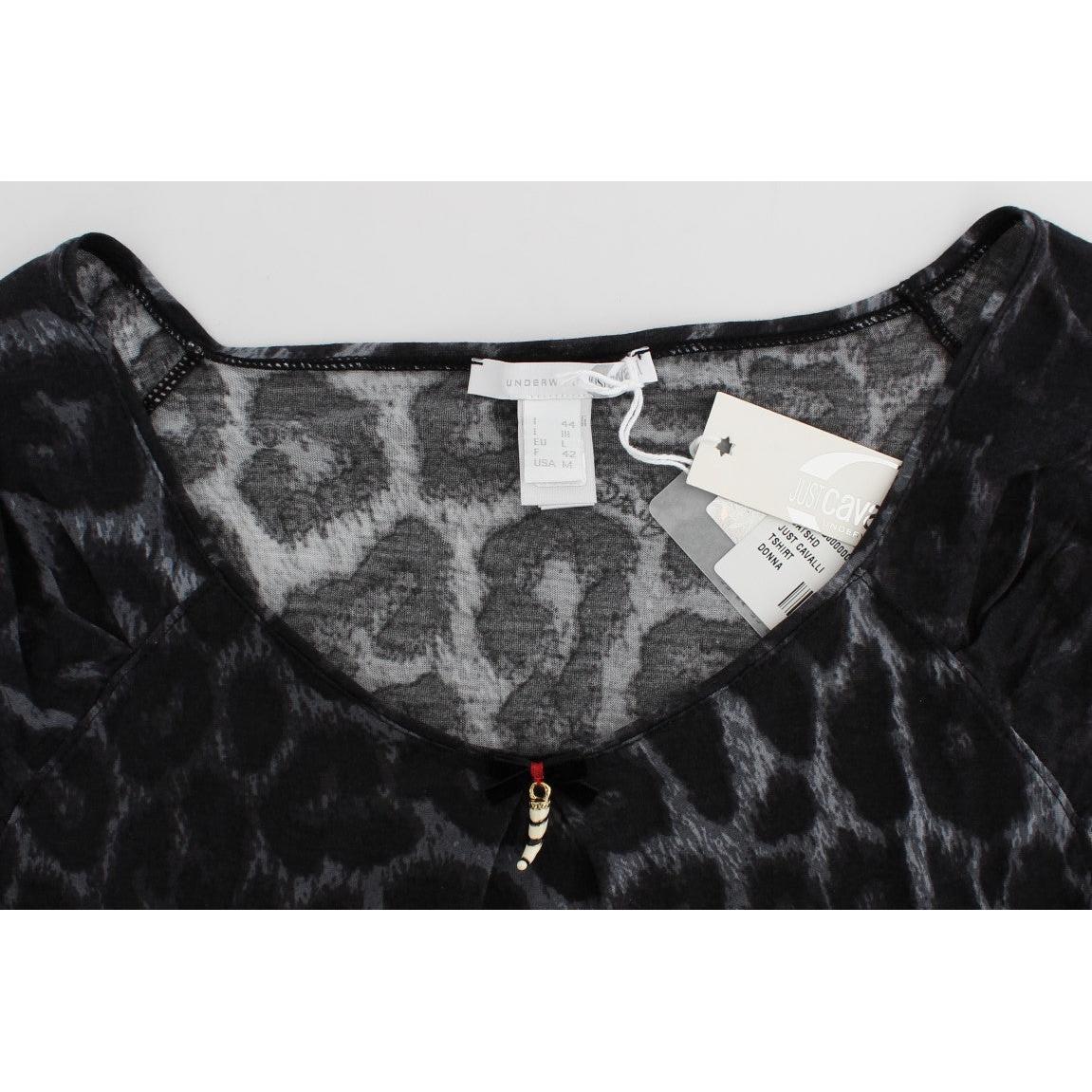 Gray Leopard Modal T-Shirt Blouse Top - coffeewithmee2
