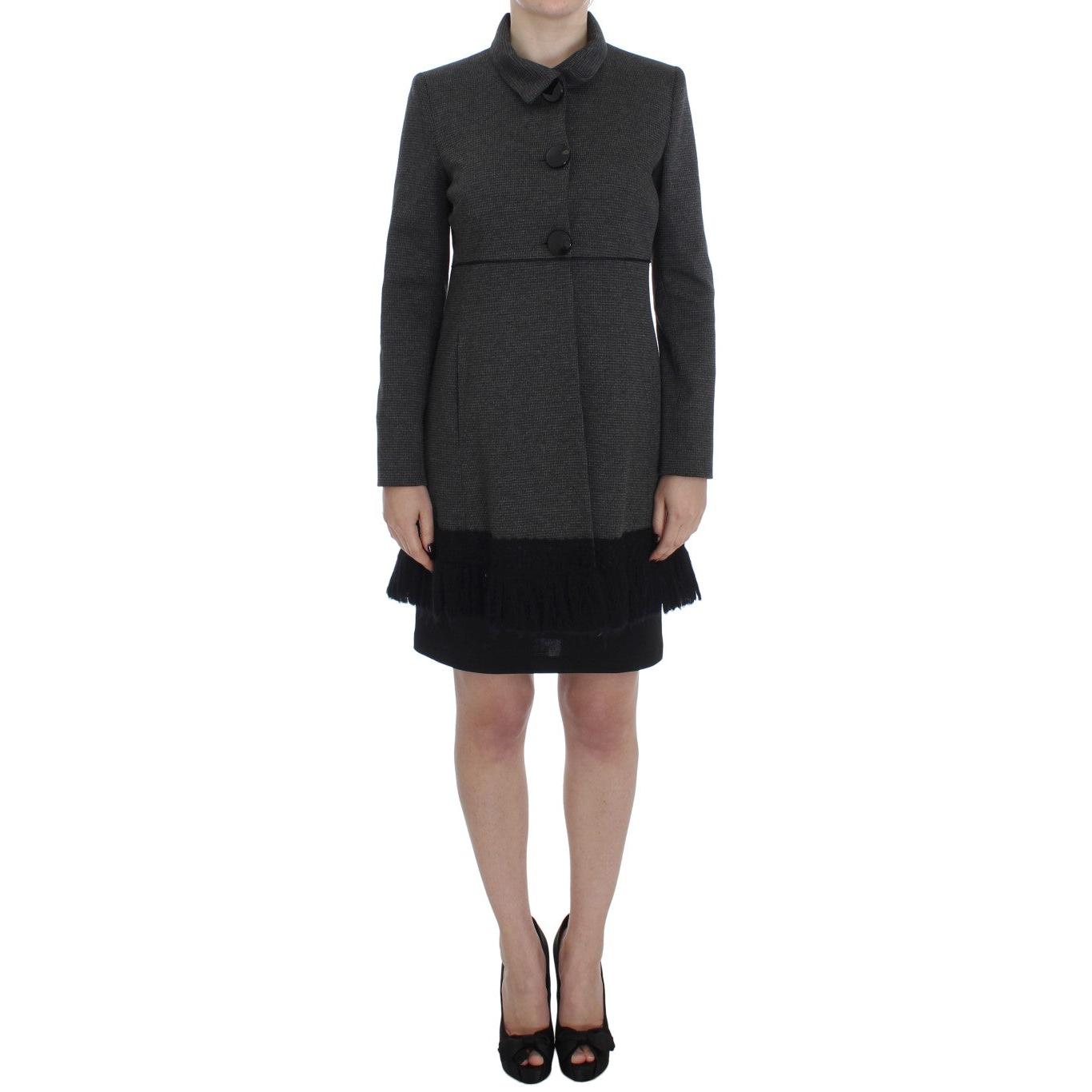 Gray Wool Button Collar Coat Jacket - coffeewithmee2