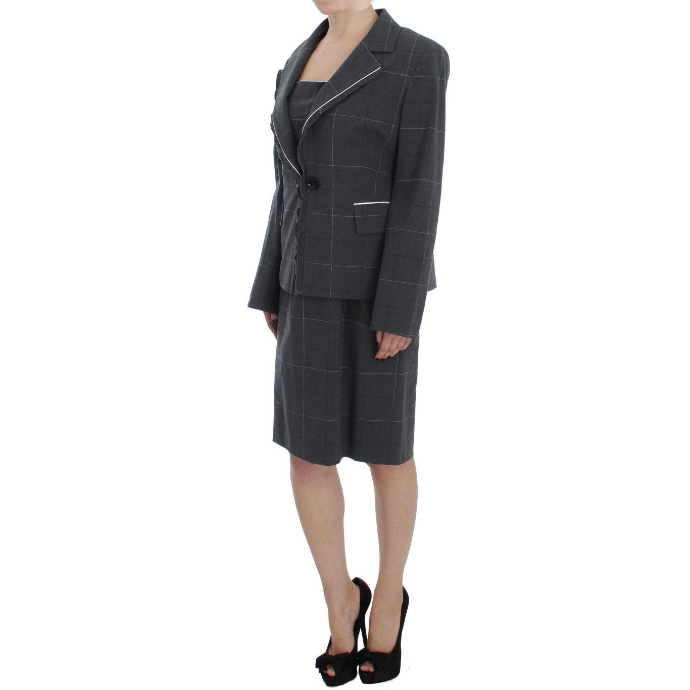 Gray Stretch Sheath Dress Suit Set - coffeewithmee2