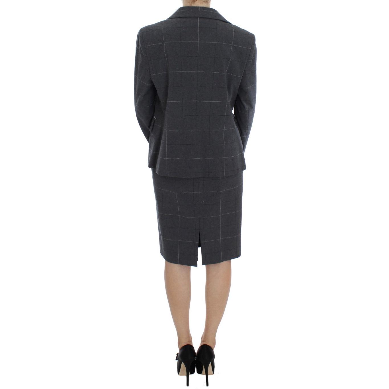 Gray Stretch Sheath Dress Suit Set - coffeewithmee2