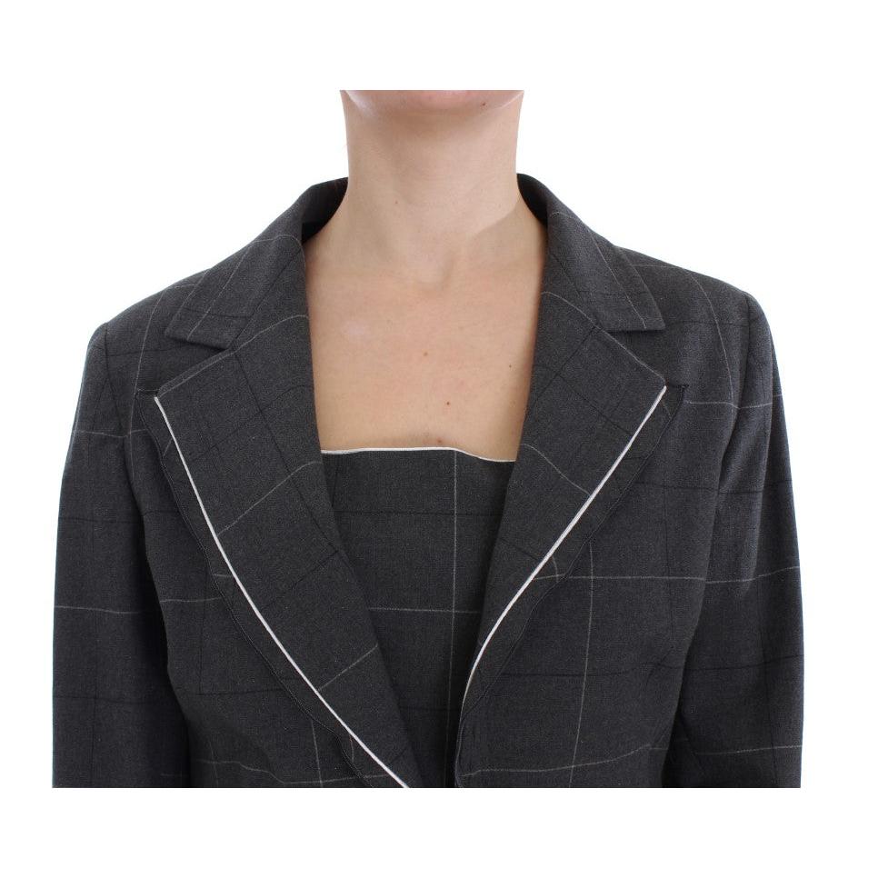 Gray Stretch Sheath Dress Suit Set - coffeewithmee2