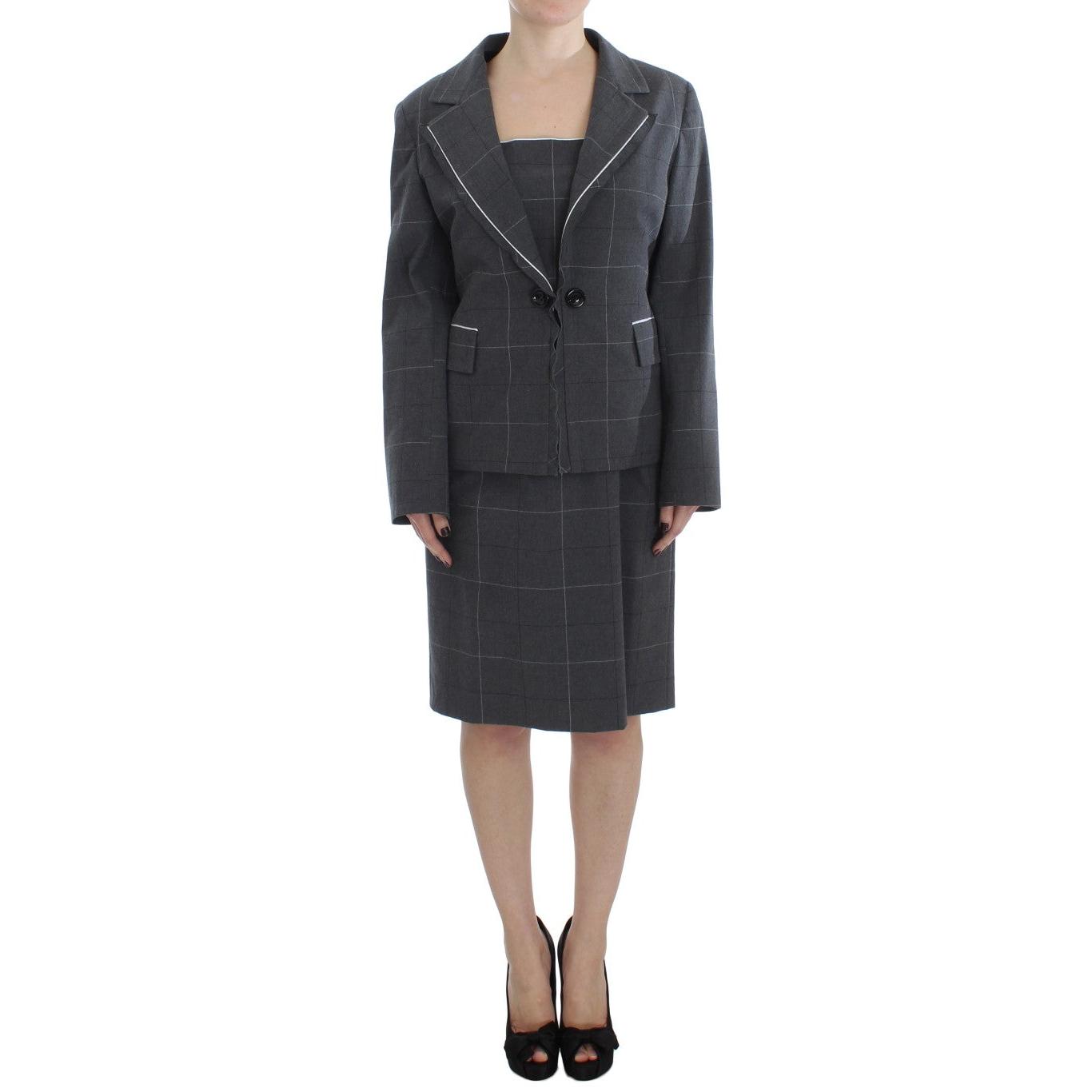 Gray Stretch Sheath Dress Suit Set - coffeewithmee2