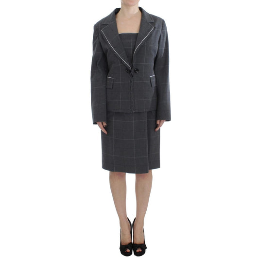 Gray Stretch Sheath Dress Suit Set - coffeewithmee2