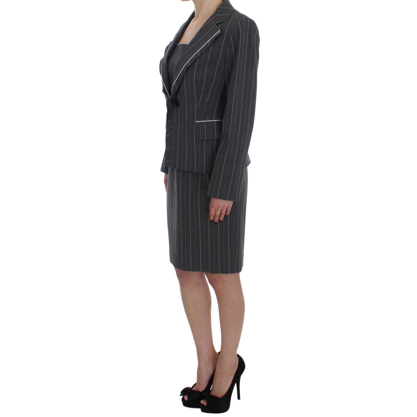 Gray Stretch Suit Sheath Dress & Blazer Set - coffeewithmee2