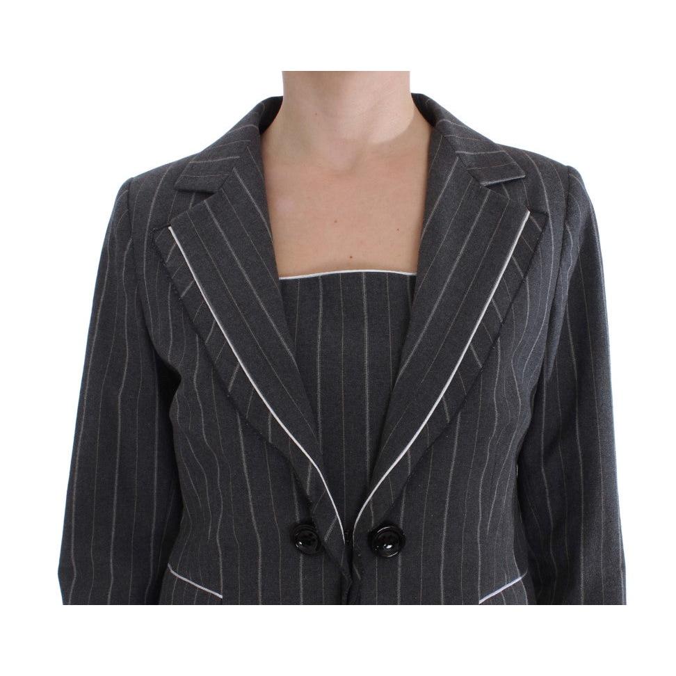 Gray Stretch Suit Sheath Dress & Blazer Set - coffeewithmee2