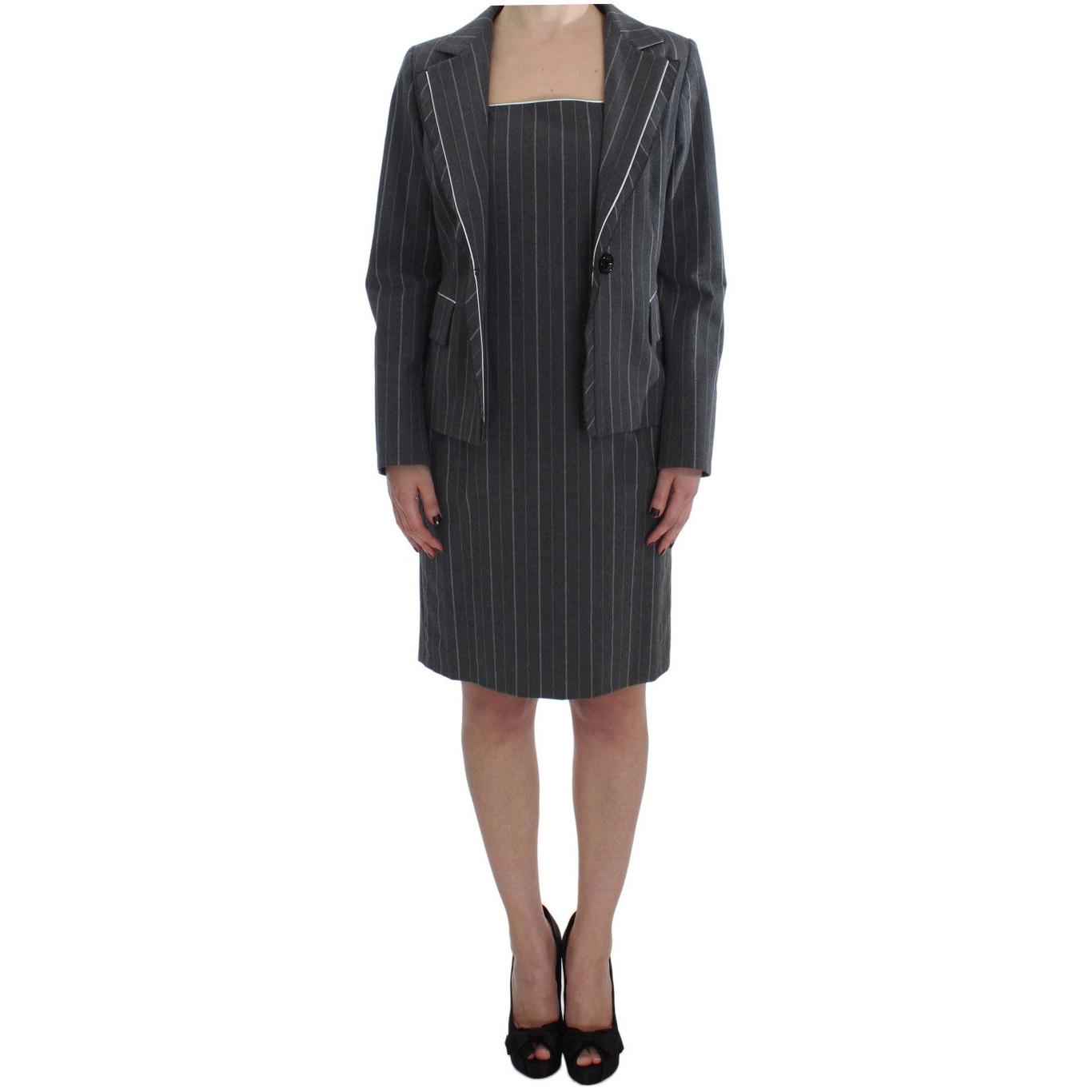 Gray Stretch Suit Sheath Dress & Blazer Set - coffeewithmee2