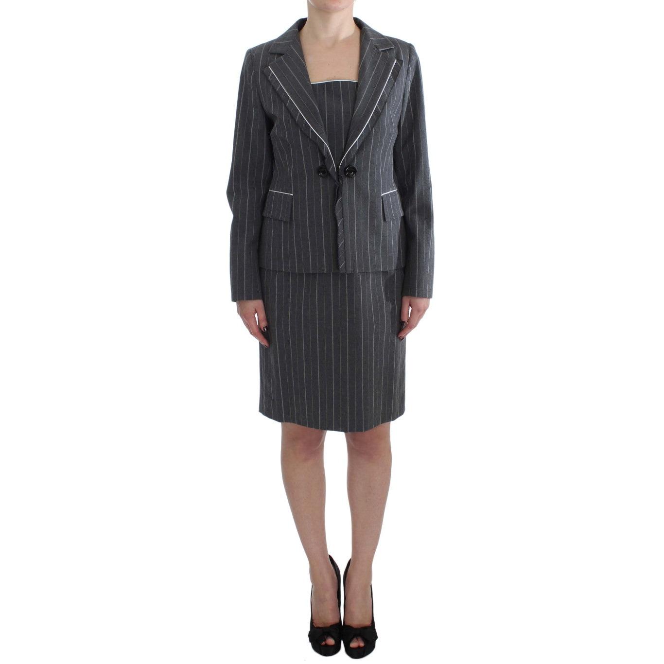 Gray Stretch Suit Sheath Dress & Blazer Set - coffeewithmee2