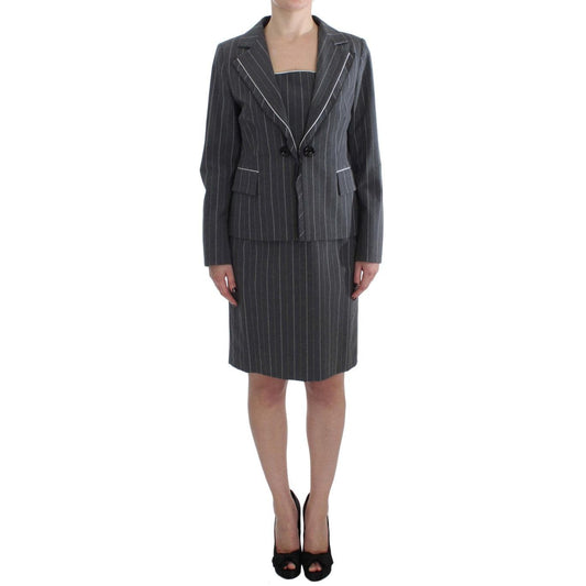 Gray Stretch Suit Sheath Dress & Blazer Set - coffeewithmee2