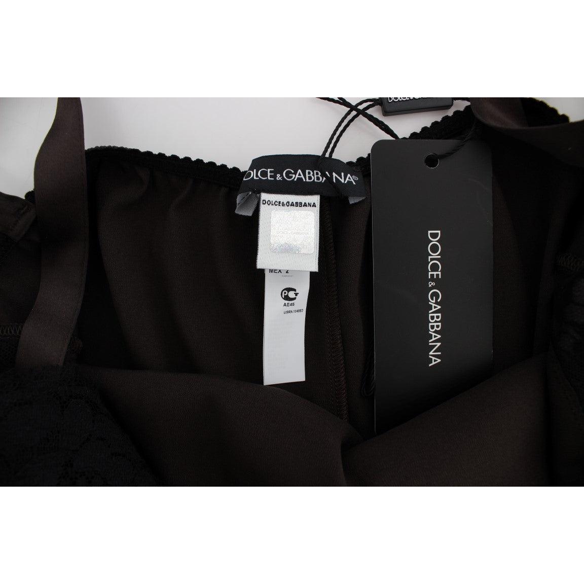 Brown Silk Stretch Lace Lingerie Top - coffeewithmee2