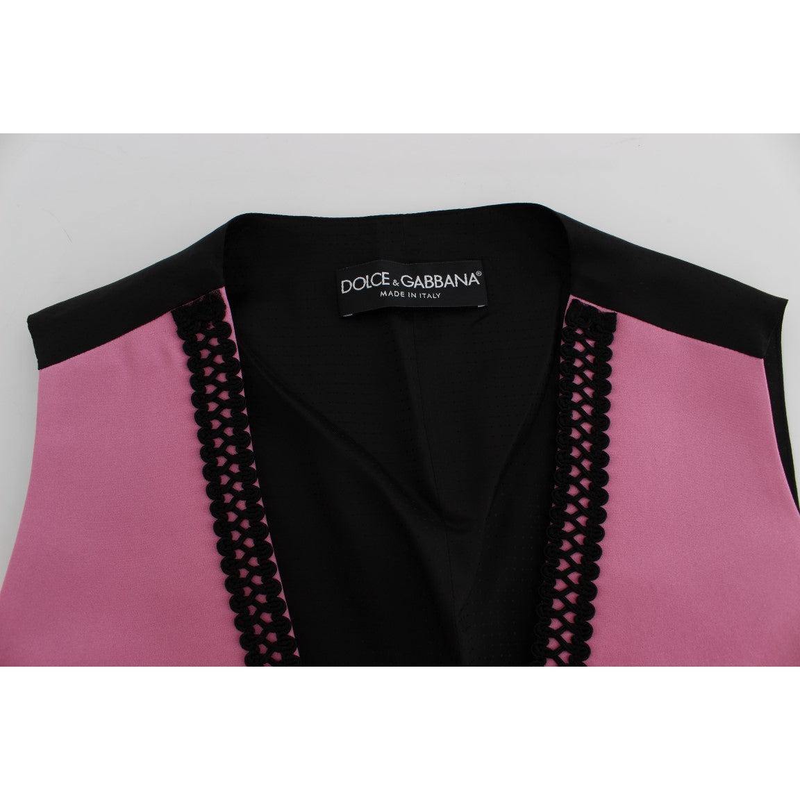 Pink Silk Button Front Torero Vest Top - coffeewithmee2