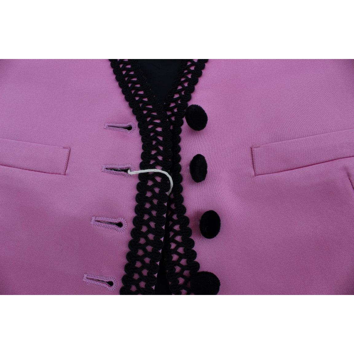 Pink Silk Button Front Torero Vest Top - coffeewithmee2