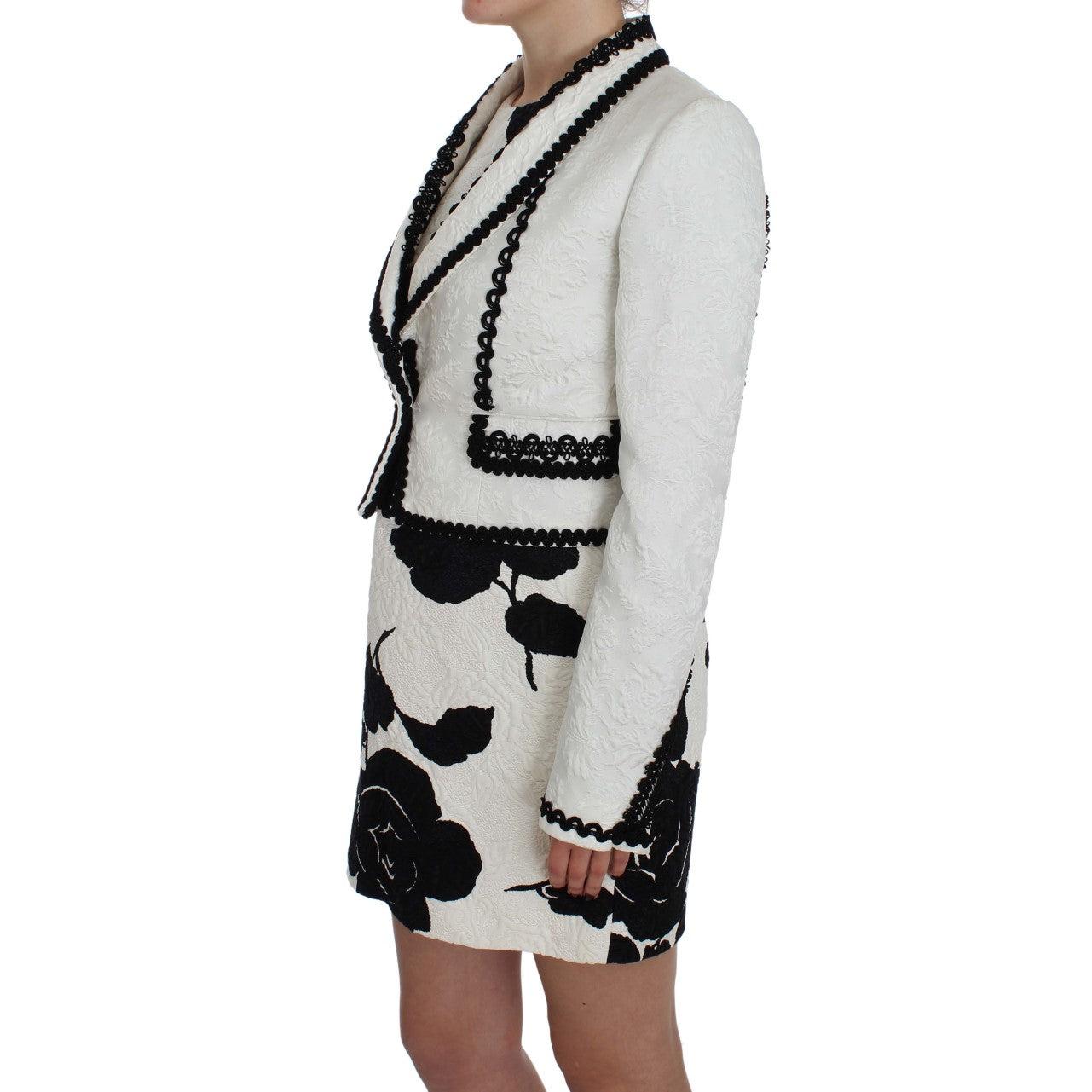 White Black Brocade Torero Blazer Jacket - coffeewithmee2
