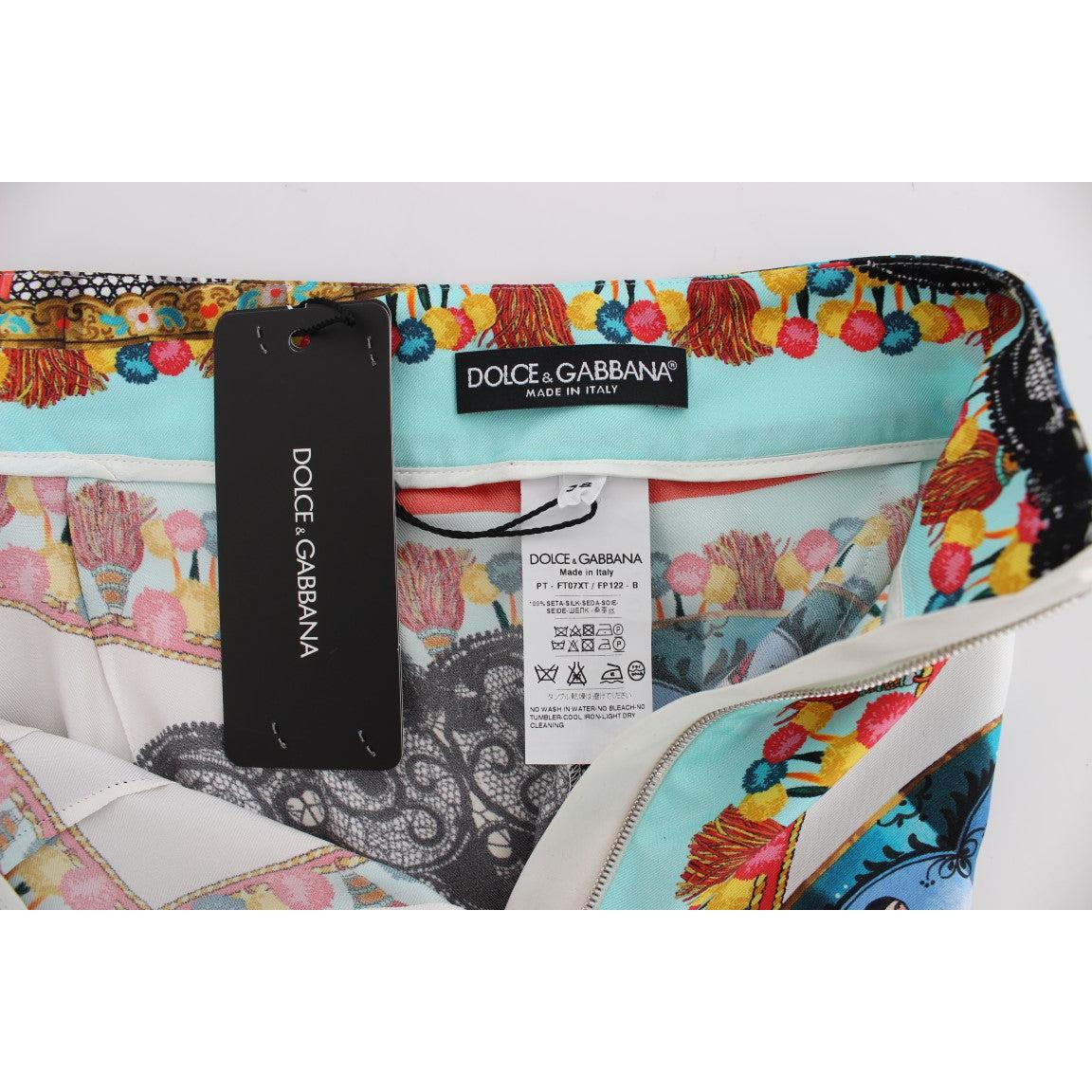 Multicolor Majolica Sicily Silk Pants - coffeewithmee2