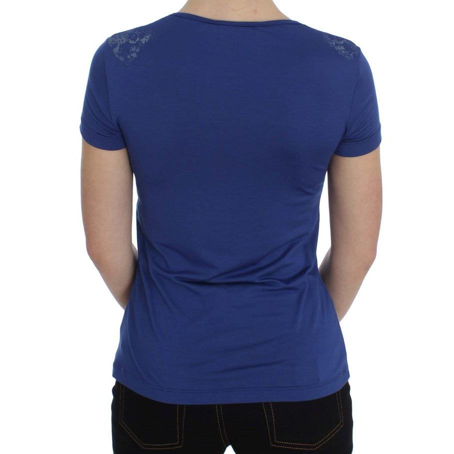 Blue Modal Stretch T-shirt - coffeewithmee2