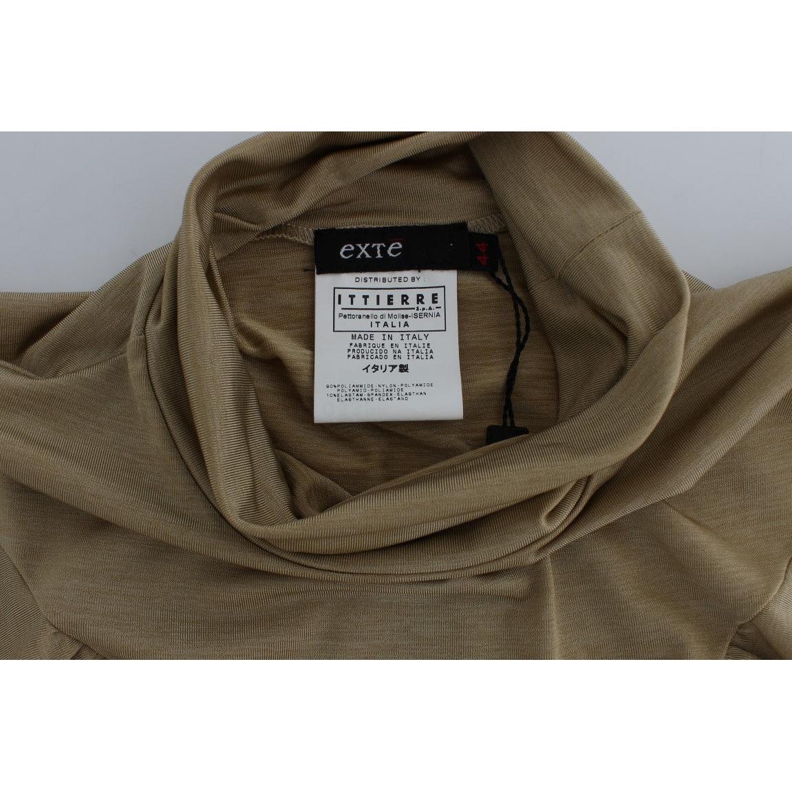 Gold Nylon Turtleneck Top Blouse - coffeewithmee2