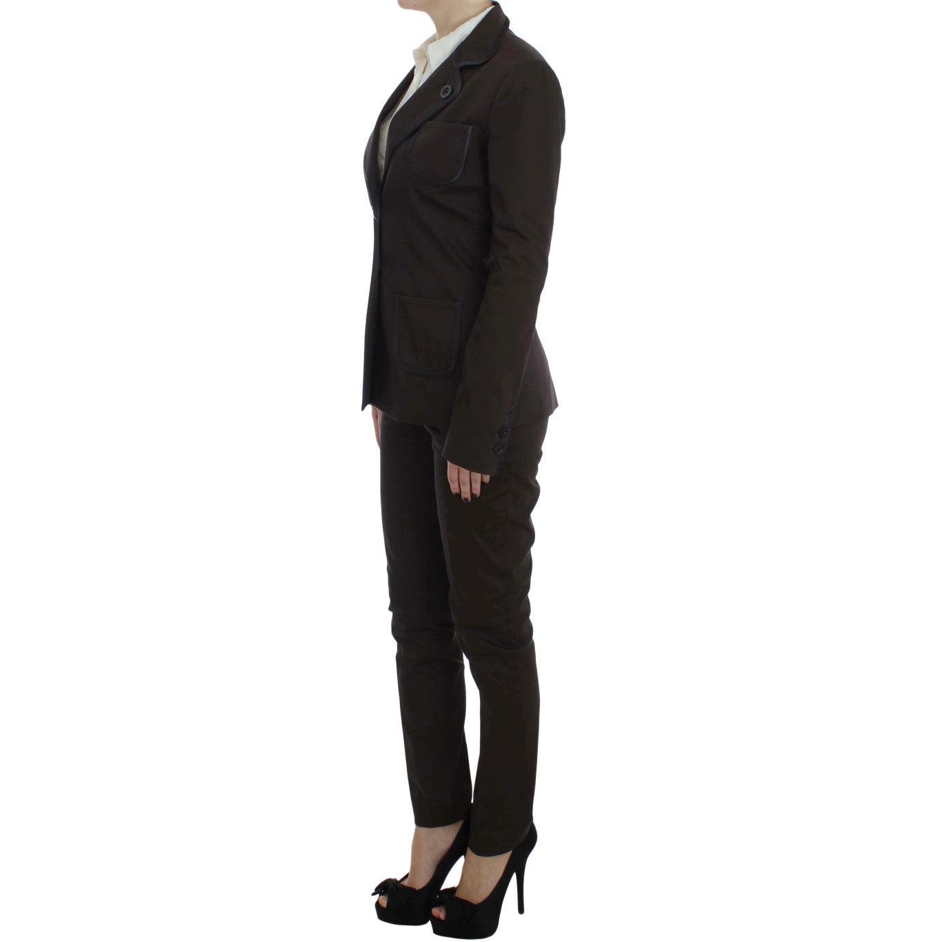 Brown Stretch Two Button Suit - coffeewithmee2