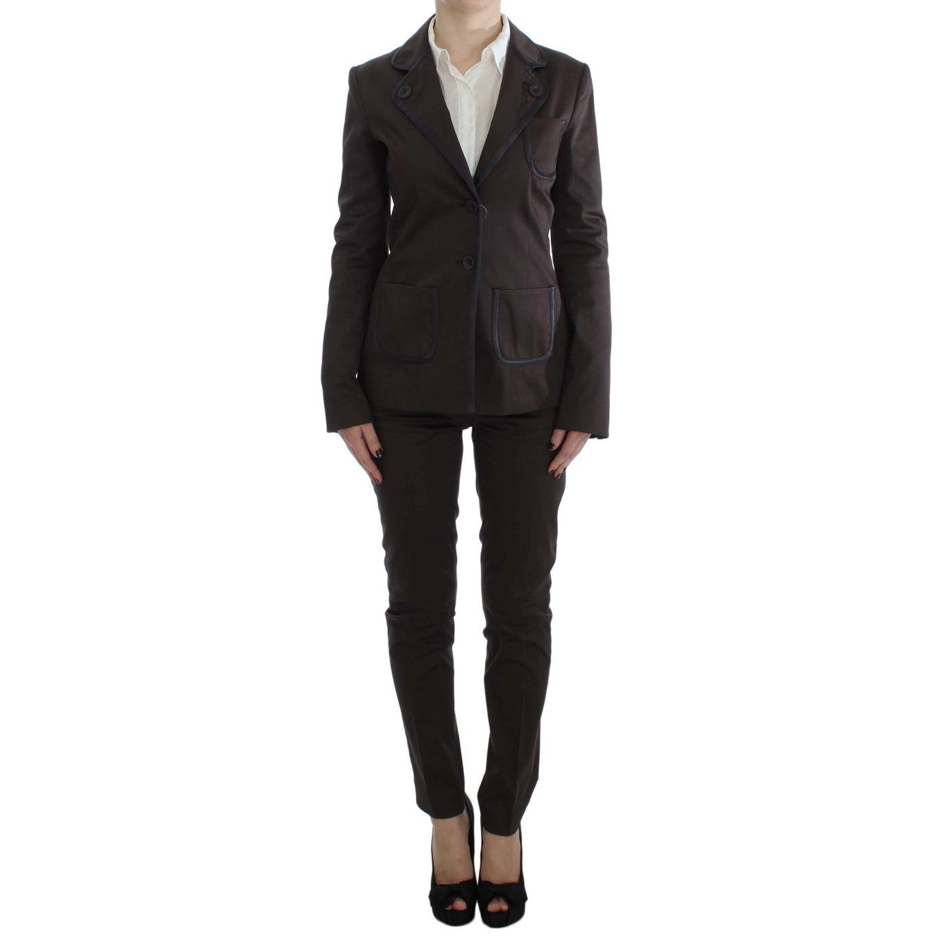 Brown Stretch Two Button Suit - coffeewithmee2