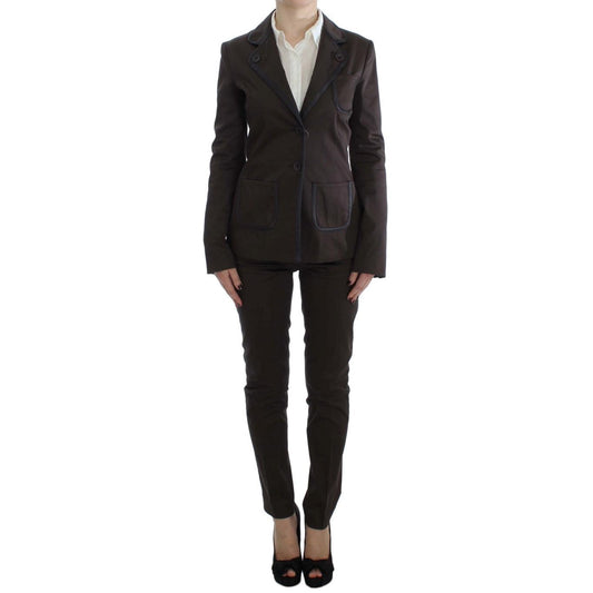 Brown Stretch Two Button Suit - coffeewithmee2