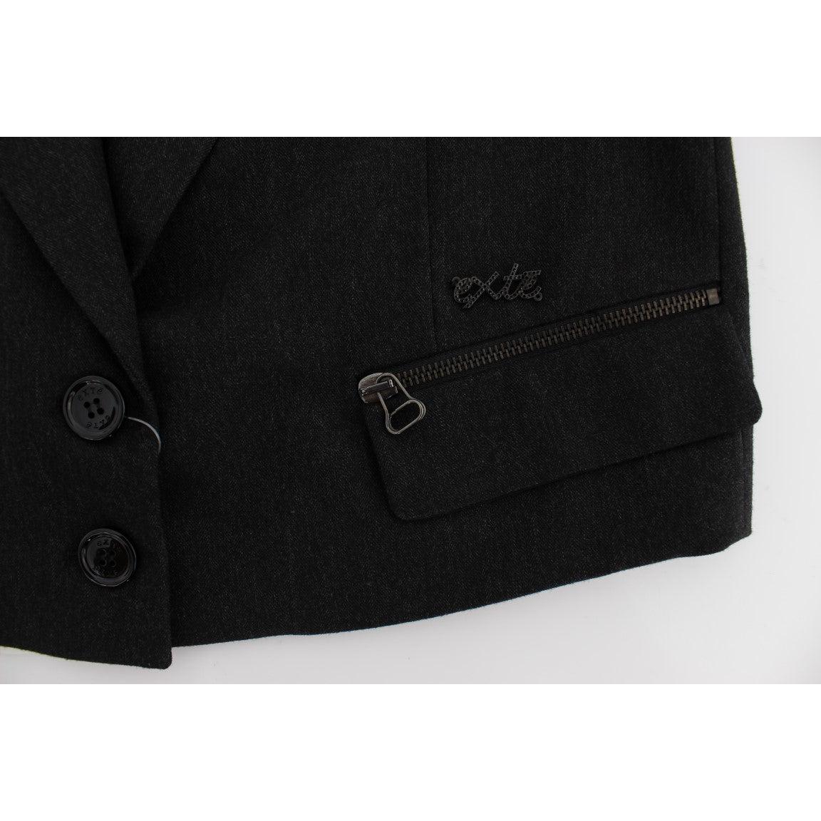 Gray Stretch Gold Studded Short Jacket - coffeewithmee2