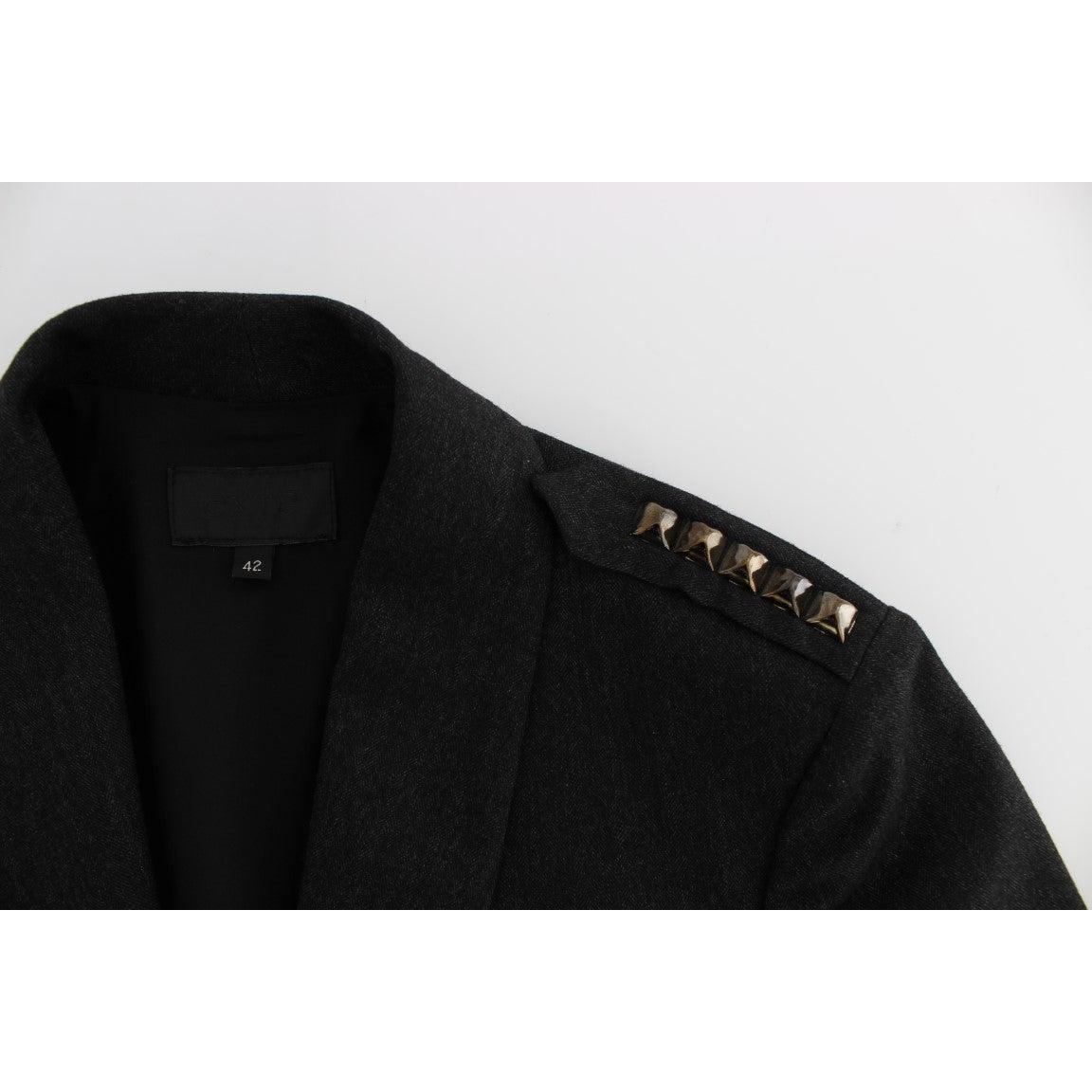 Gray Stretch Gold Studded Short Jacket - coffeewithmee2