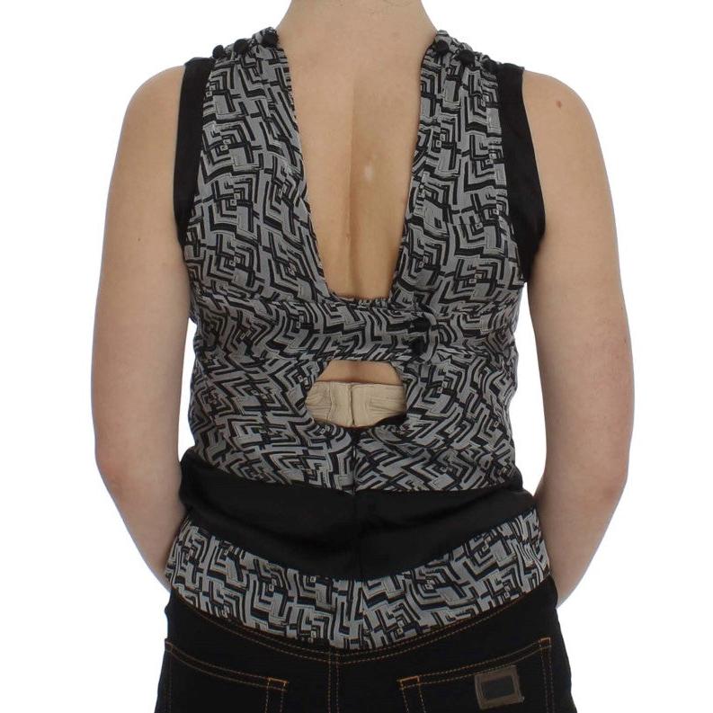 Gray Black Silk Blouse Top - coffeewithmee2